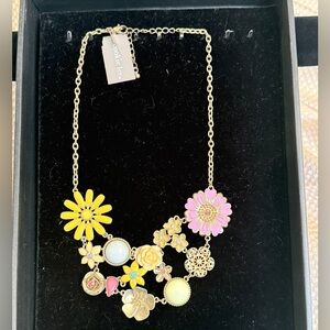Cookie Lee Yellow and Pink Floral Necklace